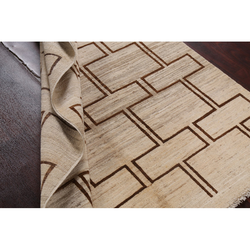 Tapis oriental à motif géométrique Gabbeh Kashkoli Gregale noué à la main 5 x 6
