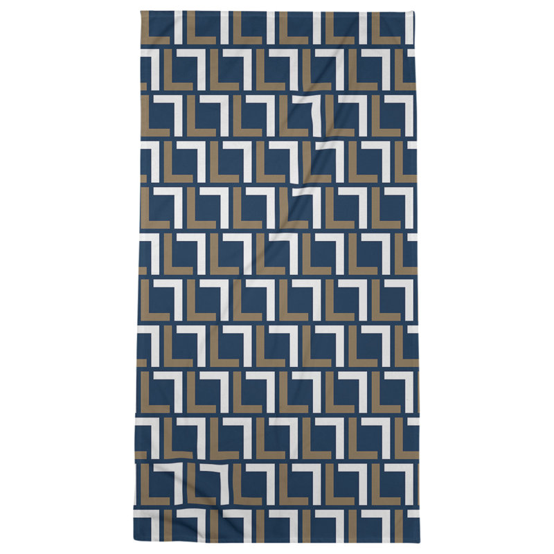 Serviette de bain, Bleu millénaire / or nouveau siècle / blanc