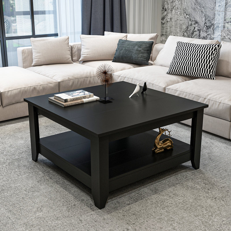 Lea 90 Cm Square Coffee Table, Black