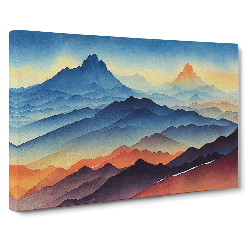 Watercolour Mountain Landscape Vol.5 - Wrapped Canvas, 50cm H x 76cm W x 3cm D