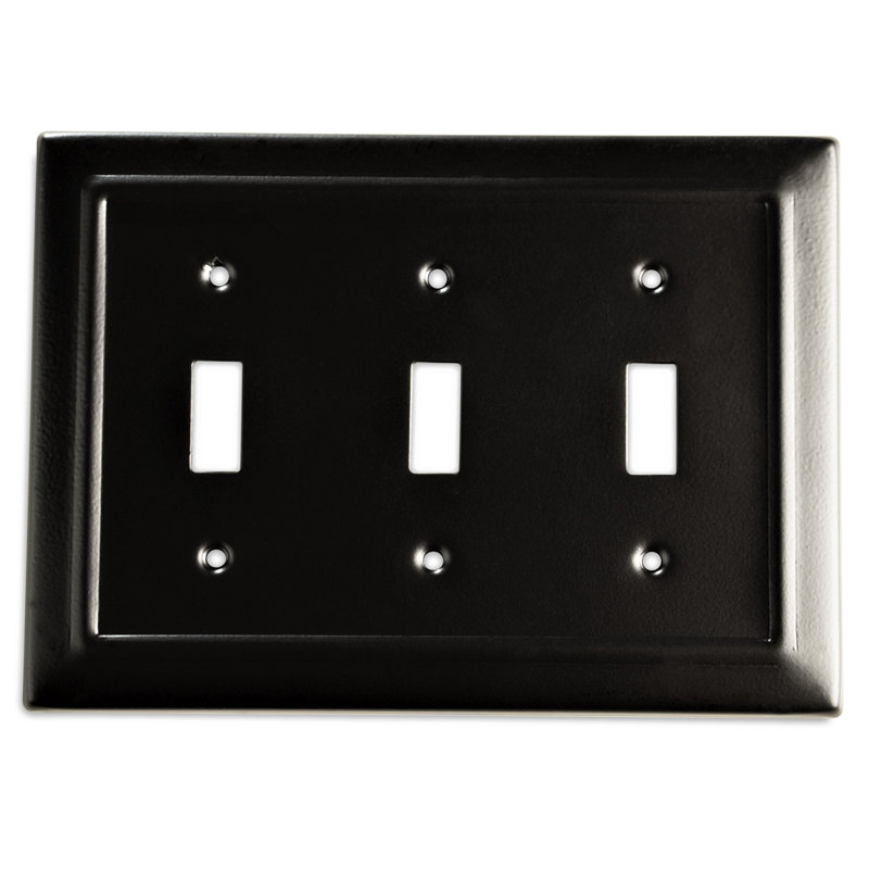 Matte Black Aluminum 3-Gang Toggle Light Switch Wall Plate