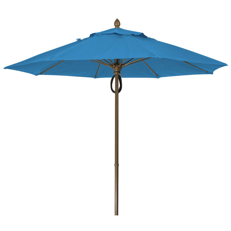 Parasol de marché 9 pi Prestige, Bronze champagne, Sunbrella® bleu ciel