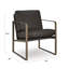 Fauteuil d'appoint Bary, coussins en cuir fleur brun foncé, métal doré