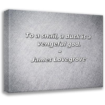 Artsy Quote "To a snail, a duck is a vengeful god." By James Lovegrove Gallery Wrapped Canvas