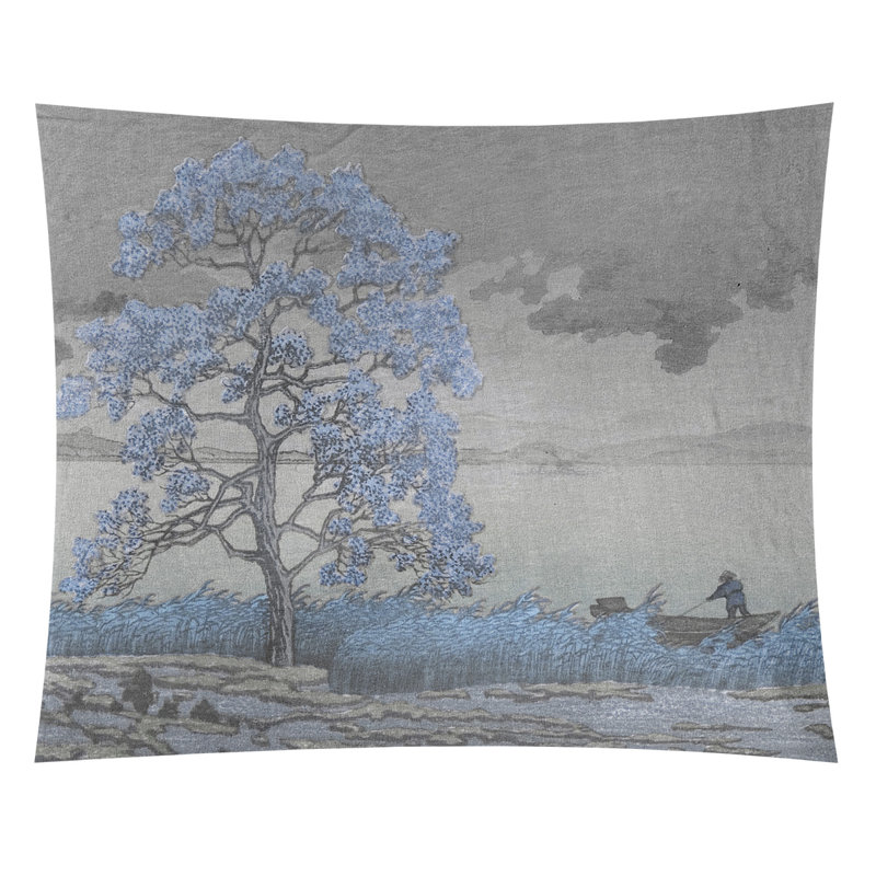 Magallanes Rain Over the Shore Wall Tapestry, 107.5" H x 91" W, Blue