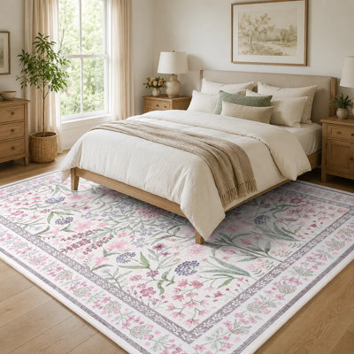 Grand tapis de salon oriental floral tapis de chambre lavable antidérapant tapis décoratif coloré rétro pour la décoration intérieure
