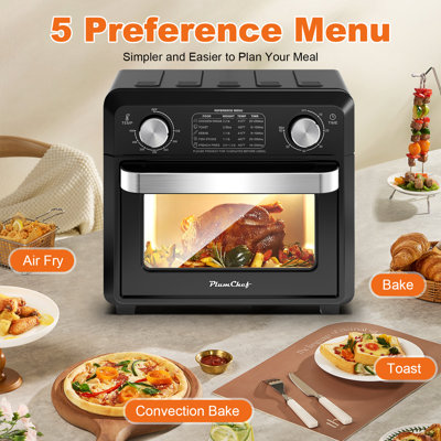 Compact Air Fryer Toaster Oven 11QT, 2 Slice Toast, Countertop Oven, Warm, Broil, Toast, Bake, Air Fry, Oil-Free,60-Minute Timer,1000W,Black