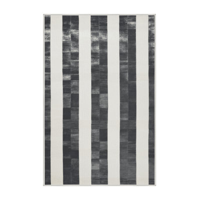Machine Washable Checkered White Area Rug