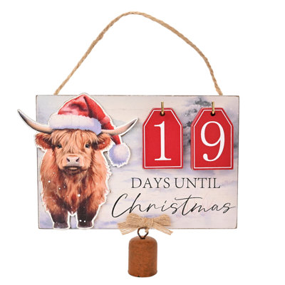 Highland Cow Countdown to Christmas Plaque