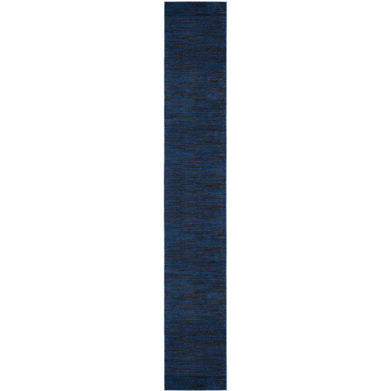 Mullican Sandy Solid Blue Easy Care Indoor/Outdoor Area Rug, Runner 2'2" x 20'
