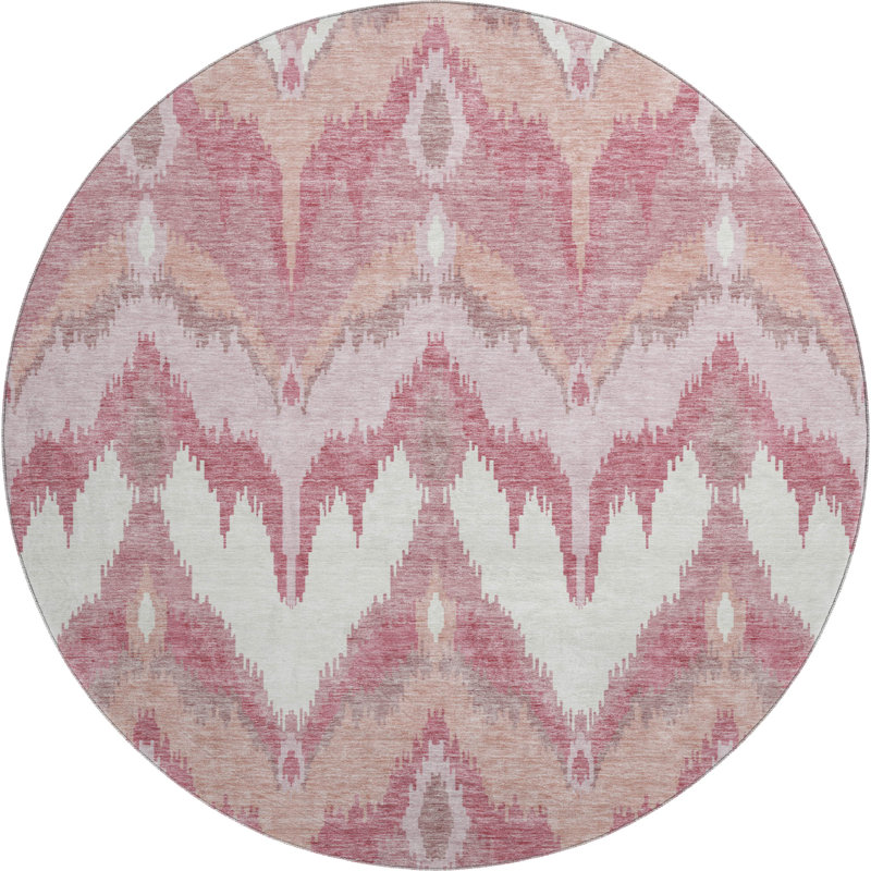 Premium Machine Washable Prisco Blush Rug, Round 8'
