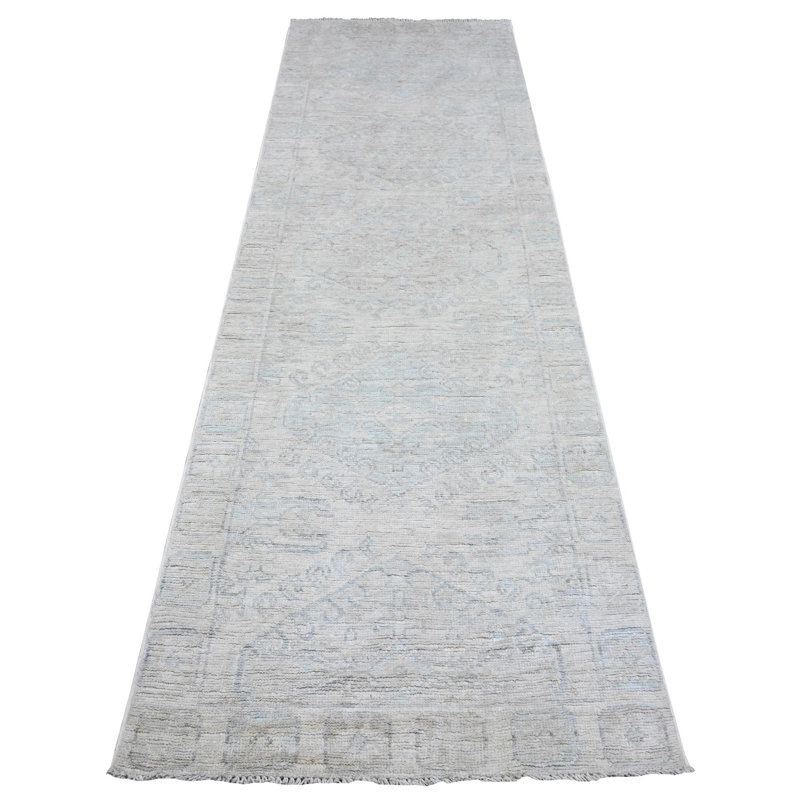 Tapis oriental tribal à médaillons géométriques ivoire 2 pi 11 po x 9 pi 4 po Anatolian