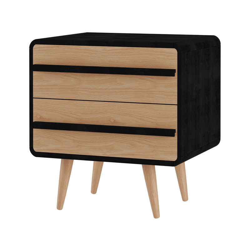 Sapelo 51cm W Particle Board / Chipboard Bedside Table, Brown/Black