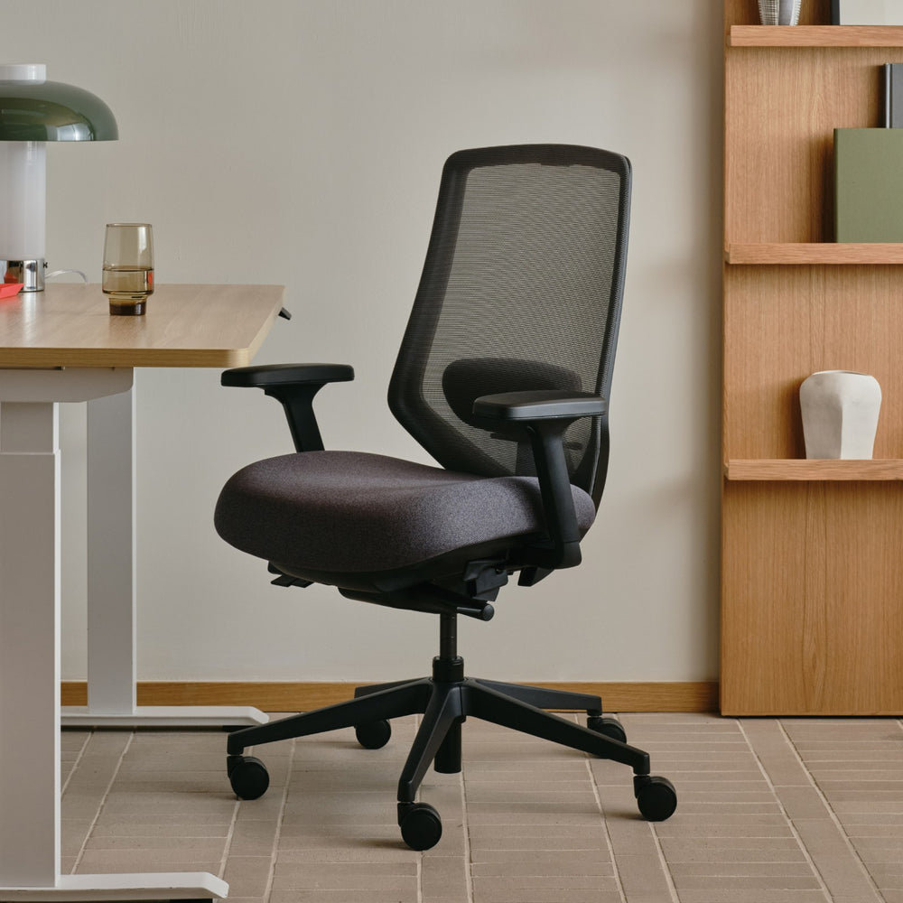 Ergonomic Fabric Office Chair, Black, Boulder