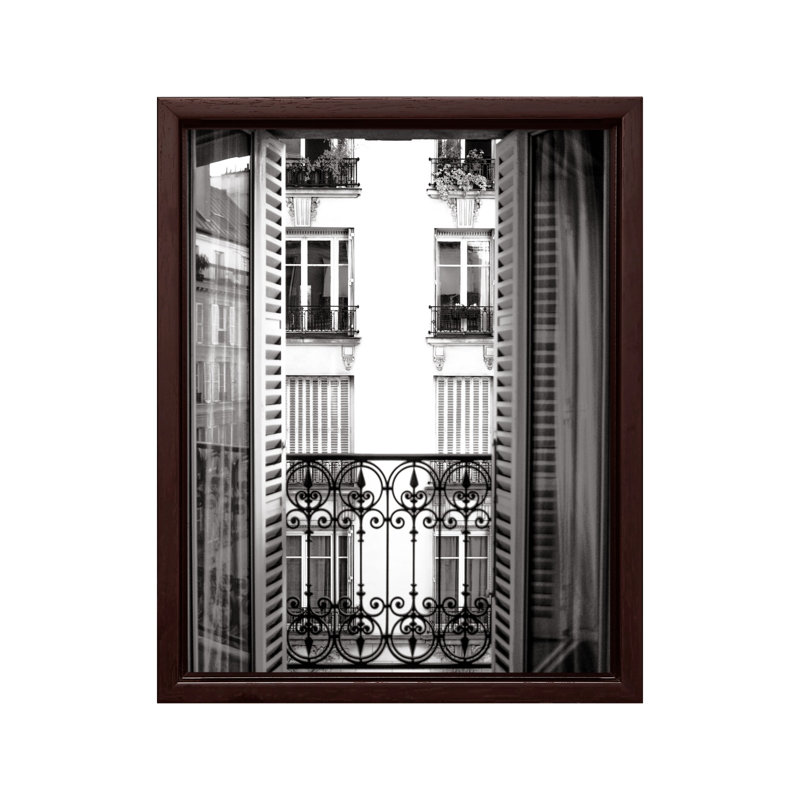 Parisian Home, Canvas, 08"H x 10"W, Brown Framed