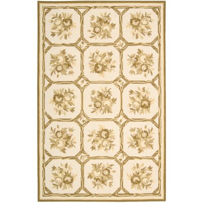 Kendall Floral Hand Hooked Wool Ivory/Yellow Area Rug -  August GroveÂ®, AGTG2165 42214667