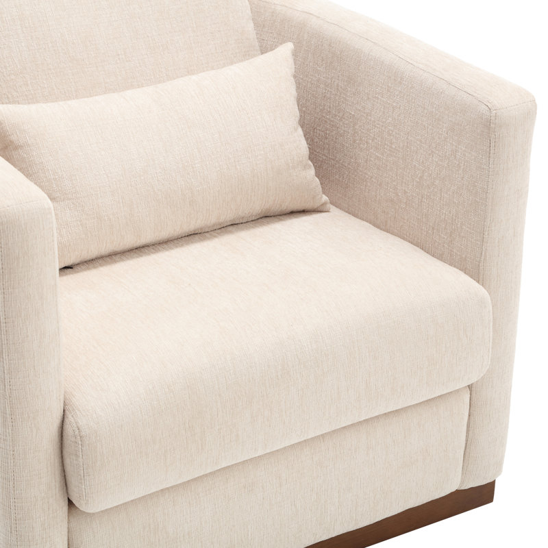 Fauteuil demi-tonneau pivotant Schoth à 360 degrés, Beige