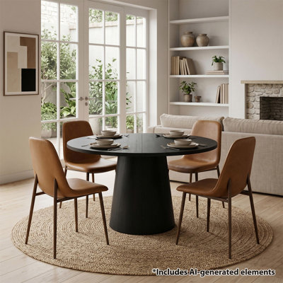 Ensemble de table de salle à manger extensible 47 "à 83" avec chaises en similicuir