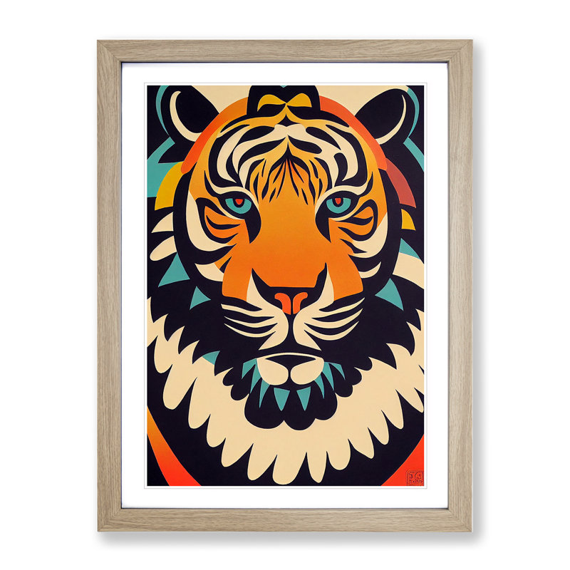 Tiger - Framed Print, Oak Framed, 34cm H x 25cm W x 2cm D