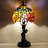 Small Tiffany Table Lamp Stained Glass Desk Lamp Red Yellow Rose Style Bedside Desk Light Mini Accent Desk Memory Lamp 8X15 Inch