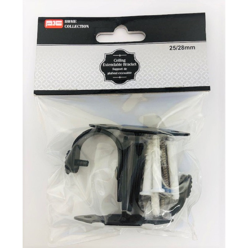 Supports de plafond extensibles - Argent / 2 pièces (25 / 28mm), Noir