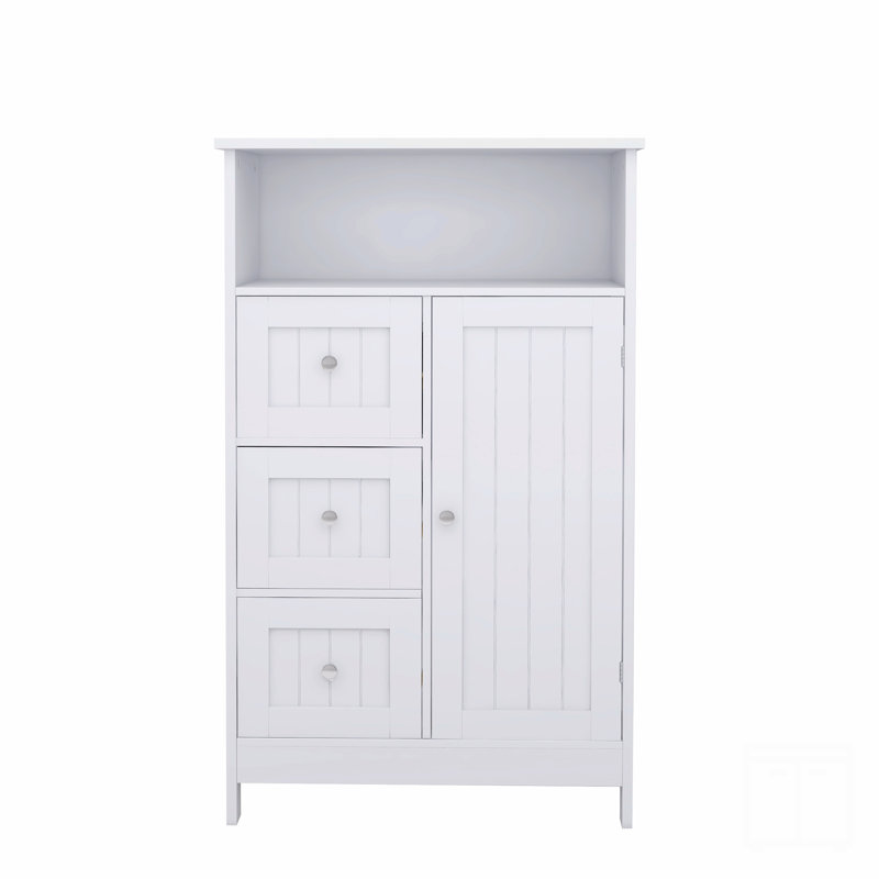 Armoire de rangement pour salle de bain avec 3 tiroirs et 1 porte