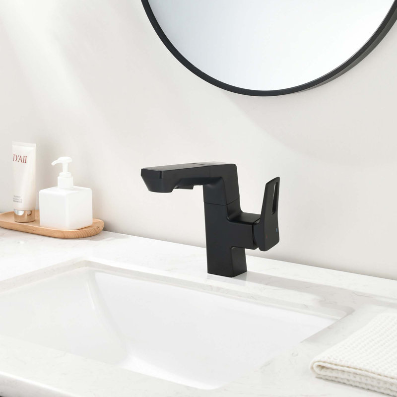 Smart LED Bathroom Faucet - Temperature Digital Display, Pull Down Sprayer for RV and Home Sinks, Matte Black