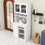 Garde-manger autoportant en bois avec portes en verre trempé, tablettes réglables et porte-bouteilles-47513302