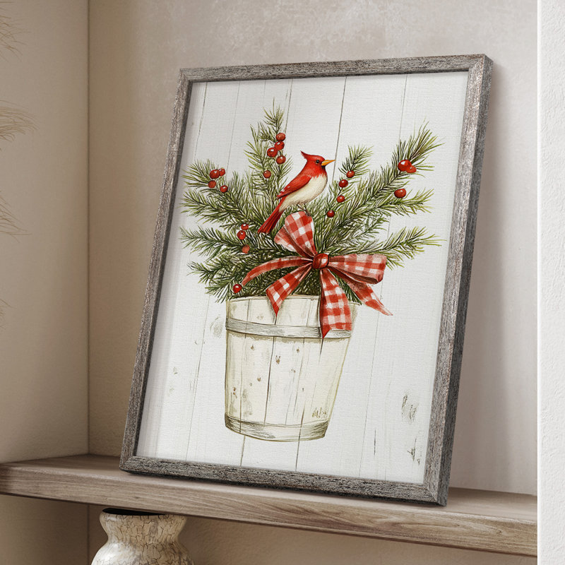 «Christmas Holiday Art», reproduction encadrée en bois massif, H 30 po x l 24 po
