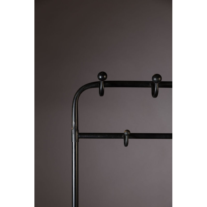 Lucius Black Iron Freestanding Coat Rack with Storage Boxes