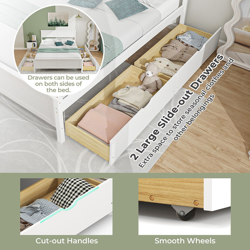 Raidah Bed, Full, White