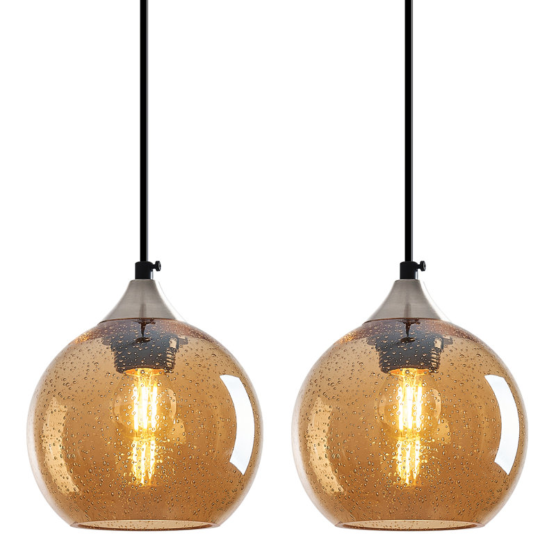 Luminaire suspendu moderne pour îlot de cuisine Dariyon, H 4,92 po x l 5,9 po x P 5,9 po, Ambre