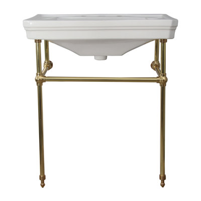 Lavabo de salle de bain console en porcelaine vitreuse 30 po avec trop-plein