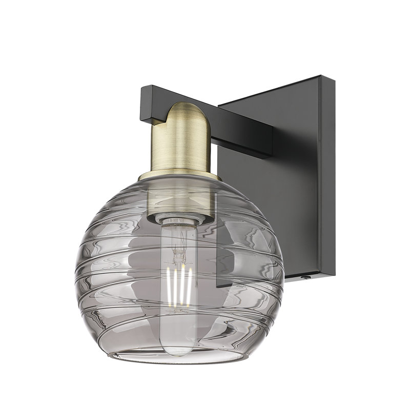 Athens Deco Swirl - 1 Light Wall Mount Sconce, Antique Brass/Matte Black
