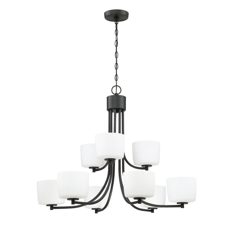Lustre à niveaux ombrés 9 lumières Rosalin, Bronze vieilli brossé