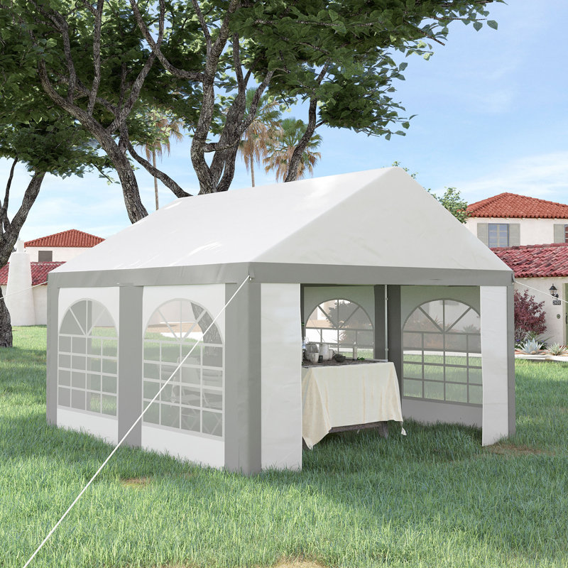 Concordia 4 x 4m Galvanised Party Tent Marquee Gazebo with Sides, 4 Windows