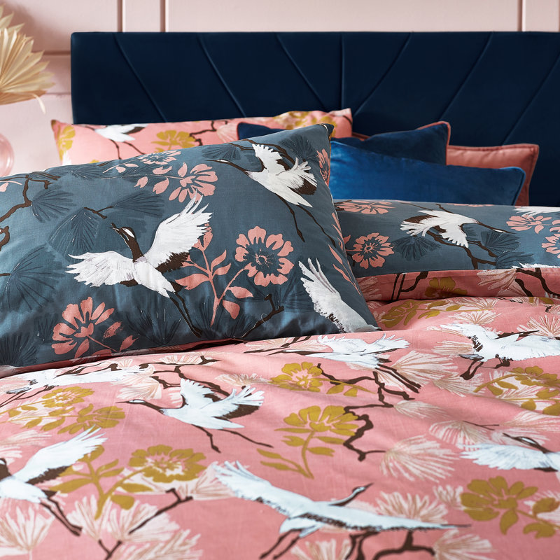 Cotton Blend No Pattern Duvet Cover Set with Pillowcases, Single - 1 Standard Pillowcase, Blush