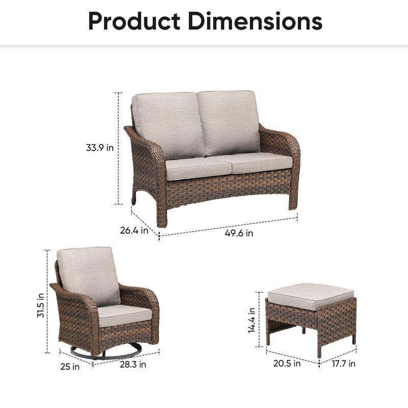 Ensemble de conversation 7 pièces avec causeuse Arley, Beige