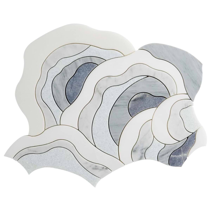 Iris Azul Macauba Blue Polished Marble Waterjet Mosaic Tile
