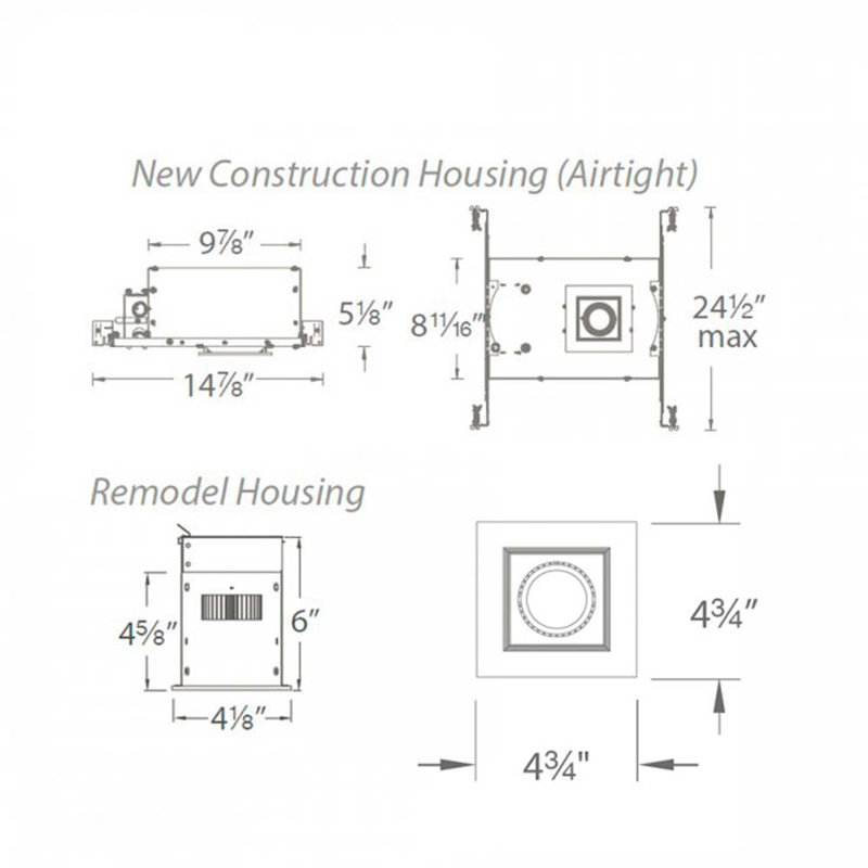 Mini ensemble d'éclairage à DEL encastré 3,5 po, 25 °, 2700 K, Noir