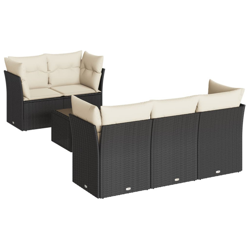 Ensemble de canapé de jardin Vidaxl, Coussin blanc crème / structure noire