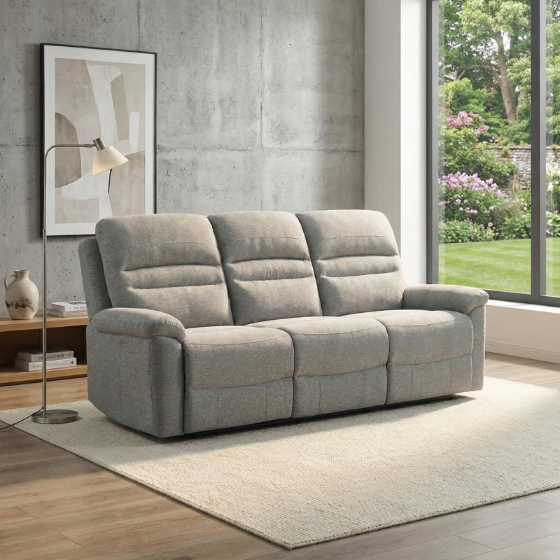 Kriwox 3 Seater Electric Reclining Sofa, Grey
