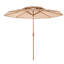 Parasol de patio 9 pi avec 2 auvent en chaume, inclinaison de 30 po, manivelle manuelle, 140 g, parasol de piscine à 8 nervures métalliques, nervures, couverture idéale pour le soleil