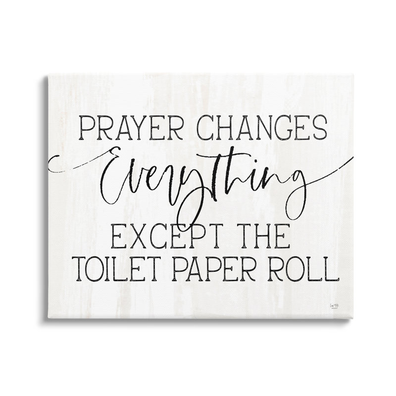 Citation de salle de bain, "Prayer changements", par Lux + Me Designs - impression, H 16 po x l 20 po, Toile tendue
