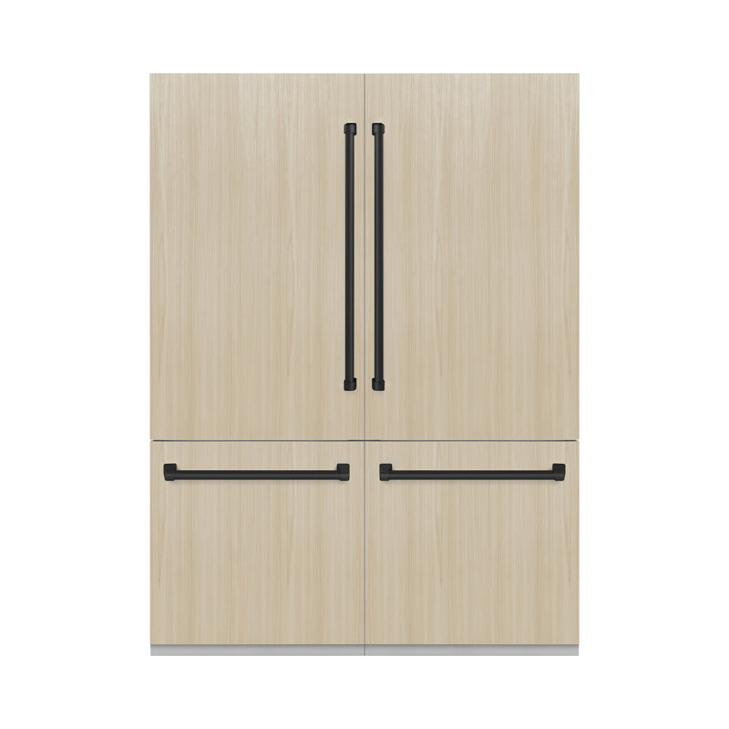 ZLINE Autograph Edition 60 po. 32,2 pieds cubes Réfrigérateur à congélateur inférieur encastré à porte française avec distributeur d'eau et machine à glaçons avec intérieur gris graphite
