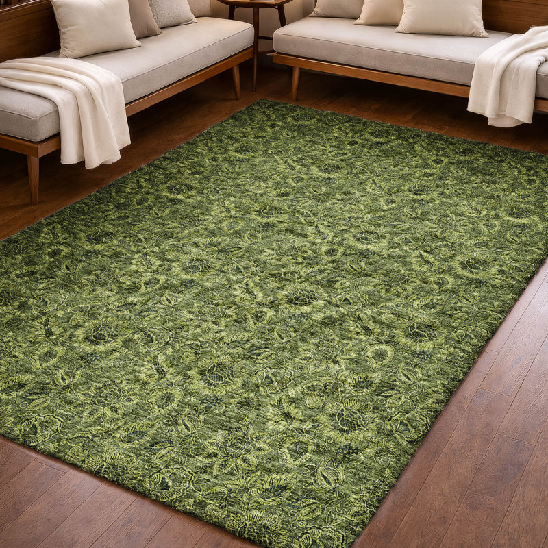 Tapis à poil long de qualité supérieure lavable à la machine ADS661, Olive, 8' x 10'