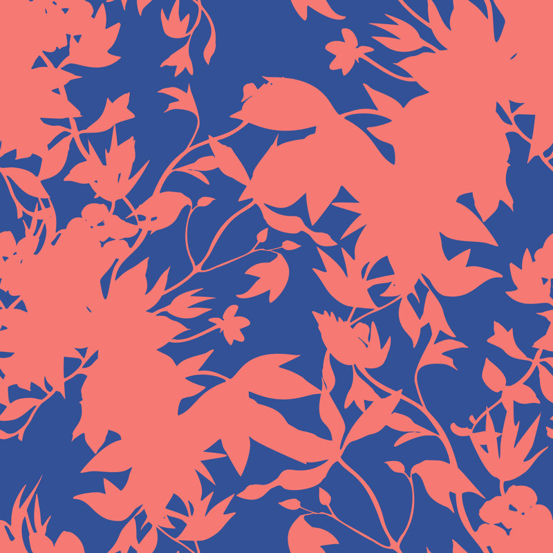 Flower Silhouettes Seamless 1 Piece Wrapped Canvas Wall Art, 30cm H x 30cm W