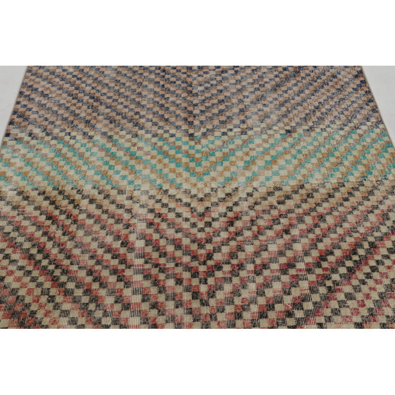 Distressed One-of-a-Kind 5'4X9'4 Hand Knotted Area Rug
