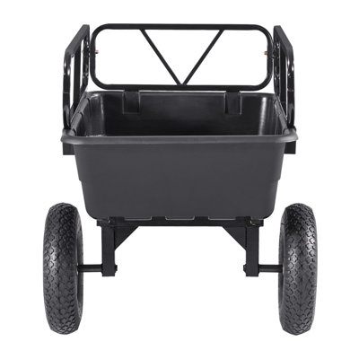 Remorque utilitaire de jardin, capacité de 500 lb, 10 pi cu, plateau en polypropylène avec structure en acier, 1 pièce, remorque utilitaire, noir, pneus pneumatiques de 16 po et benne à main / pied