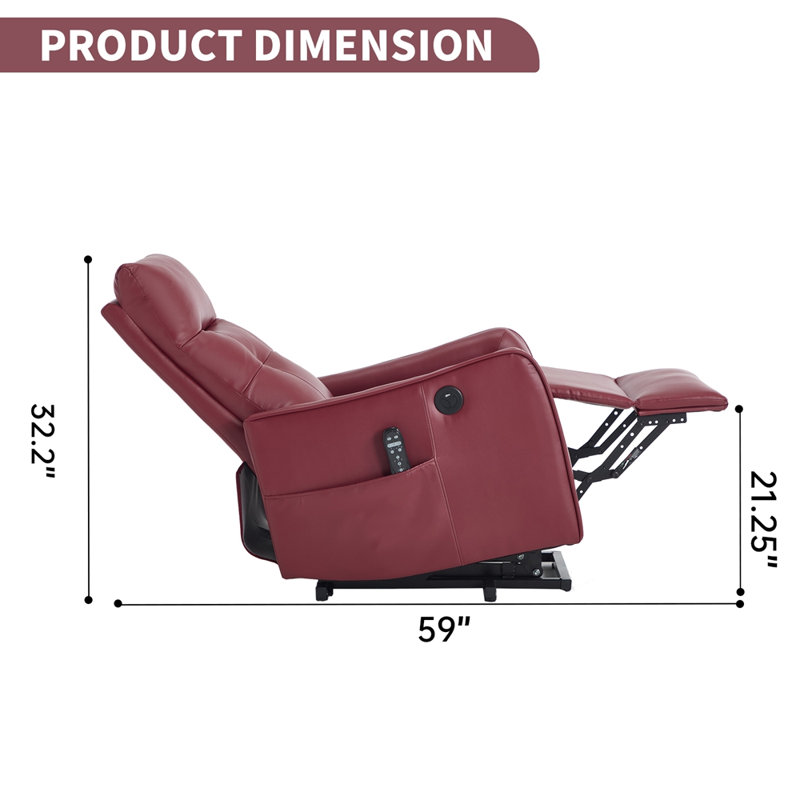 Single Motor Power Lift Recliner Chair with Massage and Heat for Elderly, Heavy Duty Motion Mechanism and One USB for Charging, Max Reclining Angle 155°